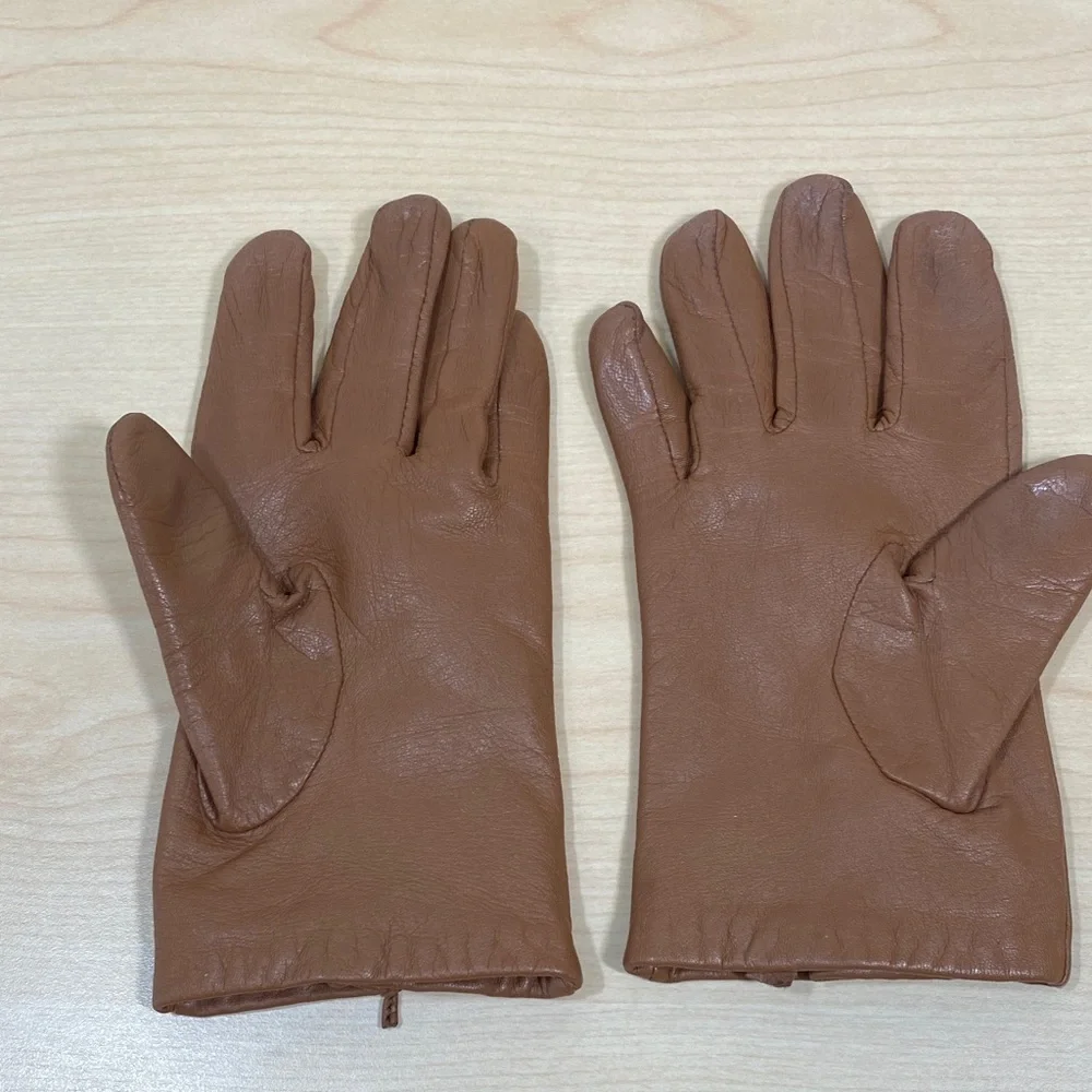 LOFT Chocolate Brown Leather Gloves Size Medium